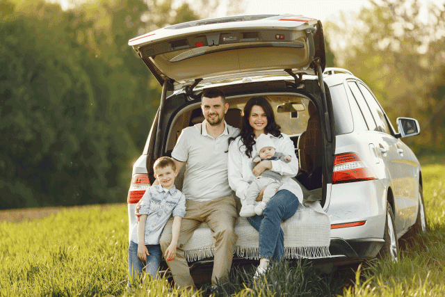 Family with car